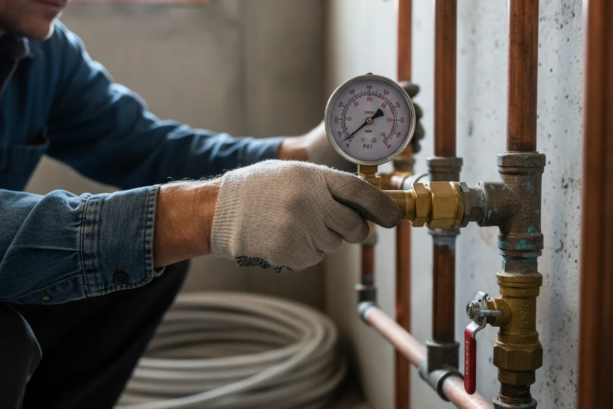 Pressure testing a repaired line during Water Line Repair in Lueders